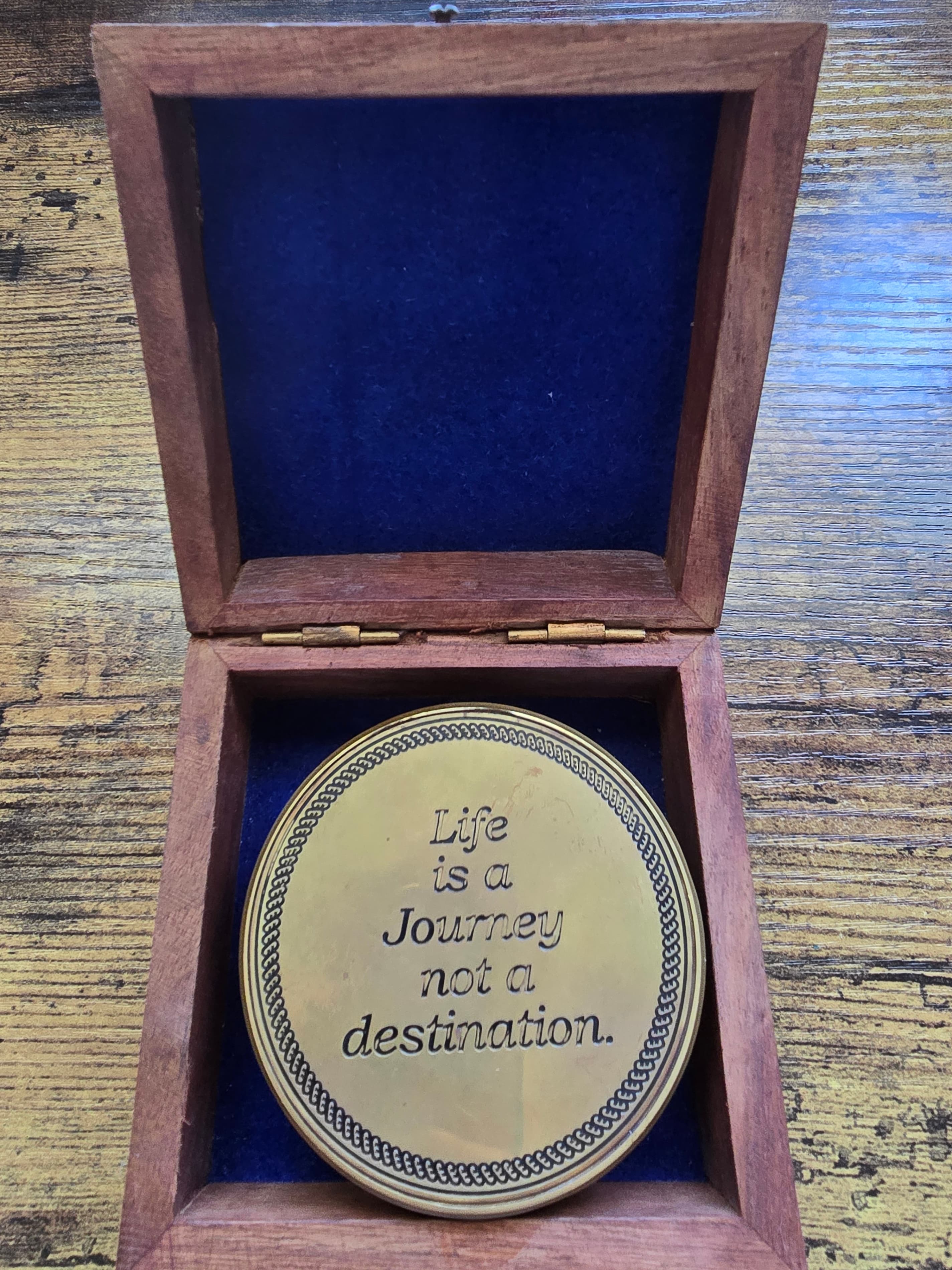 Vintage Brass Marine Compass With Wooden Case - Thumbnail 11