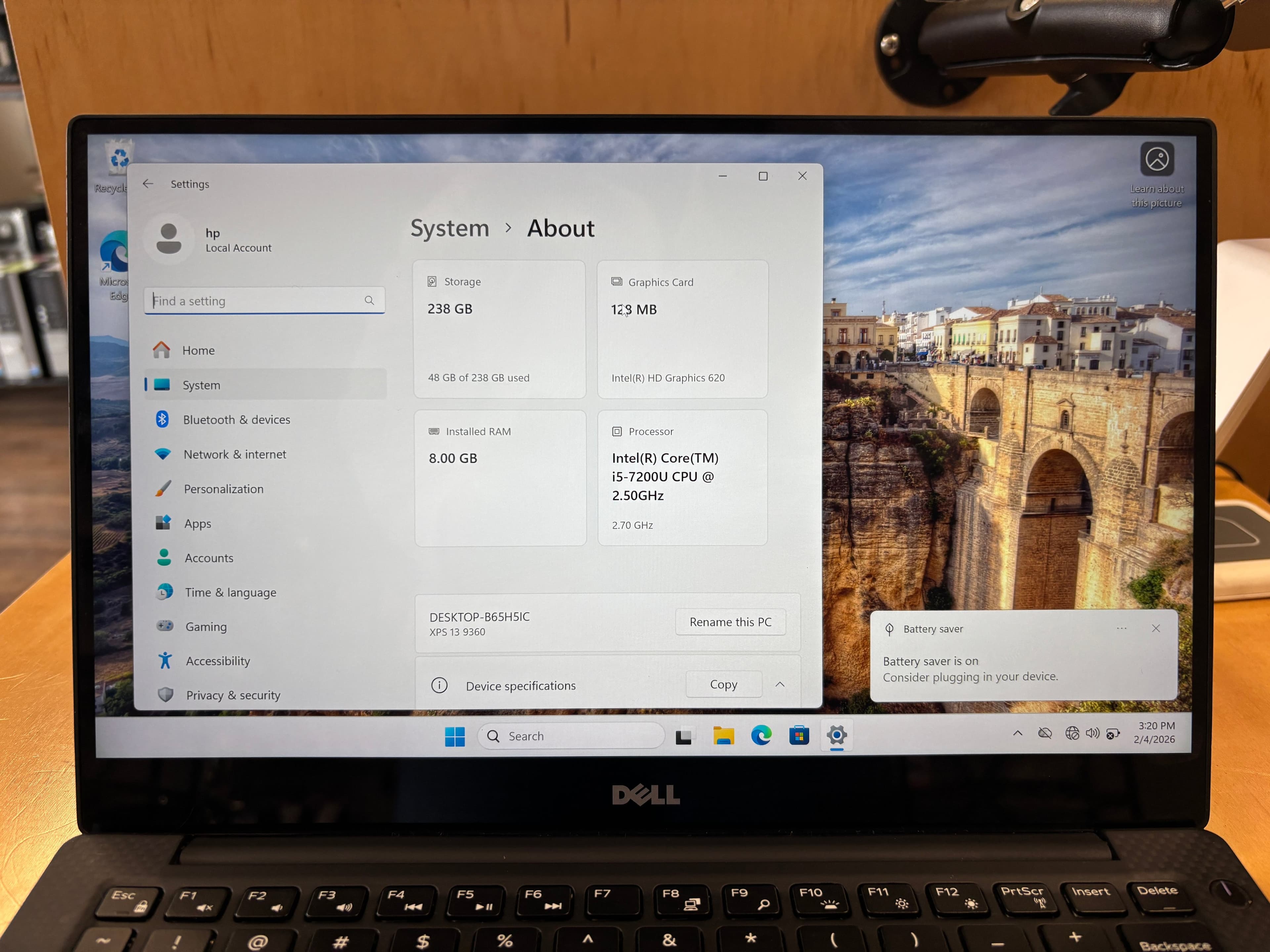 Dell XPS 13 960 Laptop i5-7200U 8GB RAM 256GB SSD - Thumbnail 2