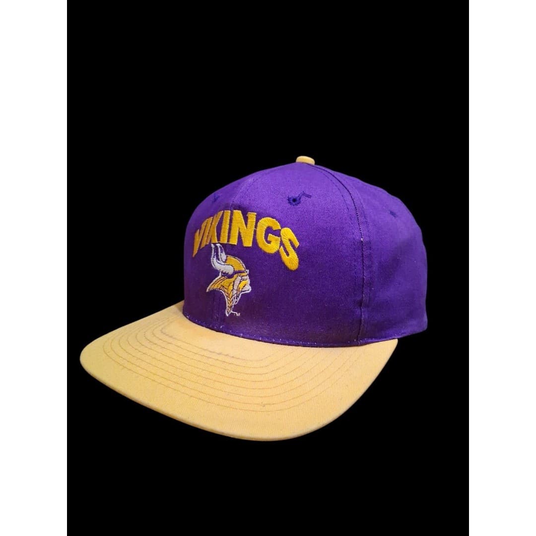 Vintage Minnesota Vikings 90s Snapback Hat Logo Athletic Purple Gold NFL - Image 1
