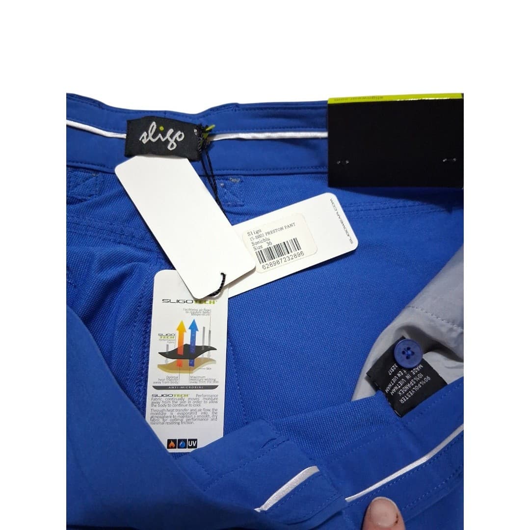 Sligo Preston Golf Pants Mens 36x32 Sonic Blue Stretch Performance NWT - Thumbnail 2