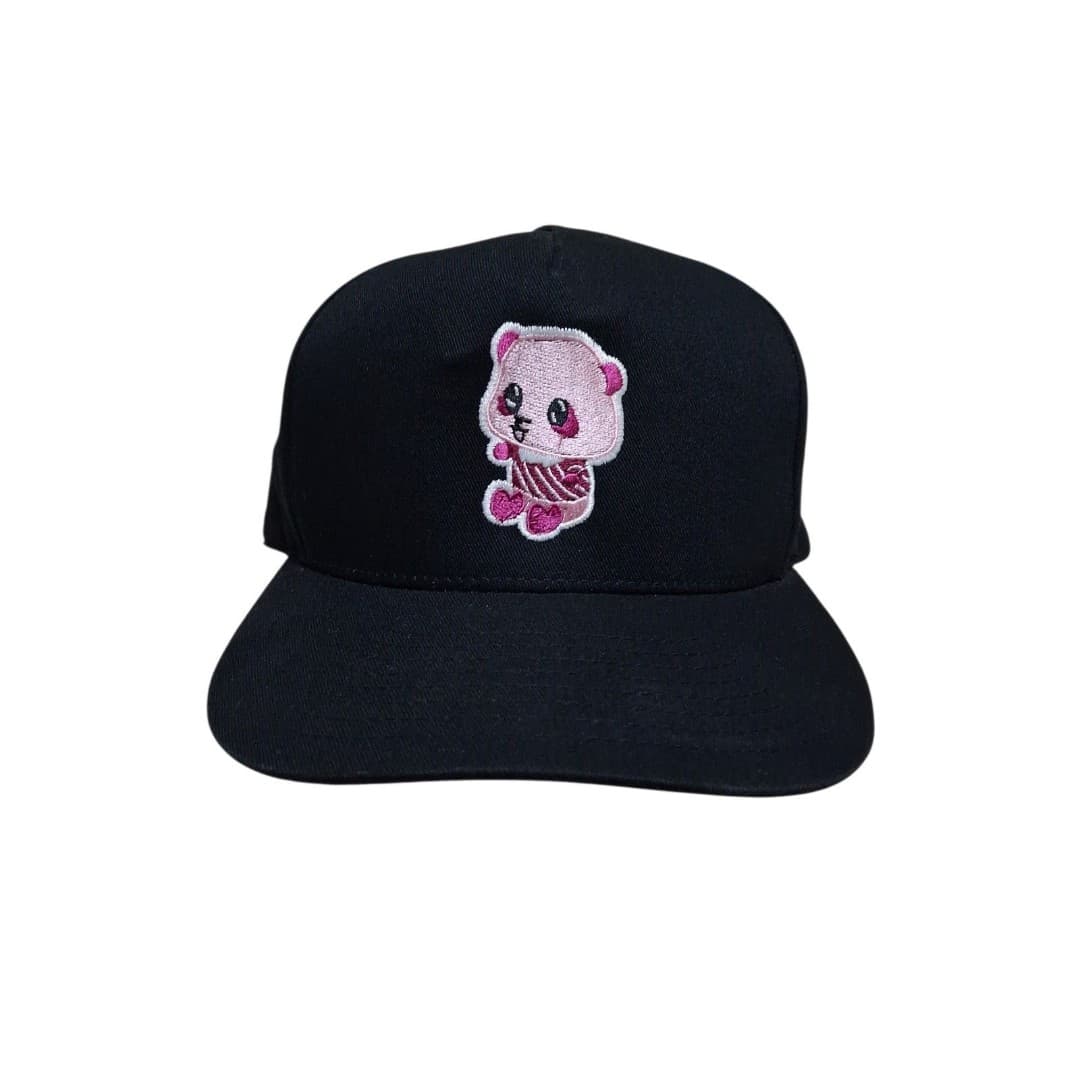 Pink Panda Snapback Hat Cap NWOT Mens Adjustable Embroidered Logo Black One Size - Image 1