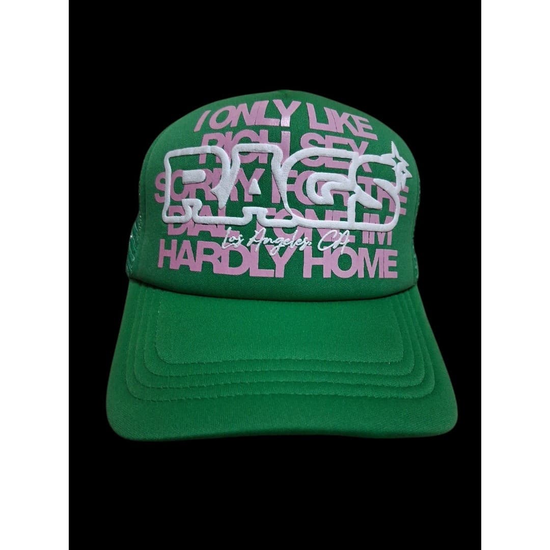 RAGS Trucker Snapback Hat Deadstock DROP001 Mesh Green Streetwear Rich & Going - Image 1