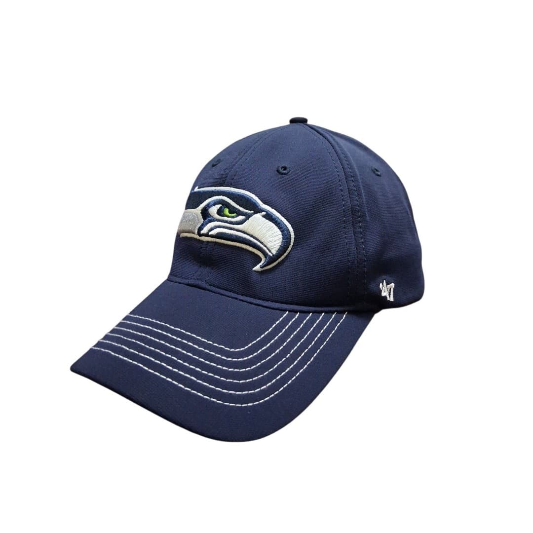 Seattle Seahawks 47 Brand Stretch Fit Hat Navy NFL Cap One Size - Image 1