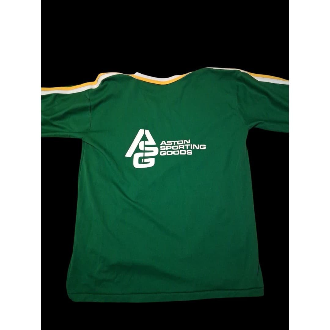 Vintage 80s Baseball Jersey Size Large Green With Yellow And White Accents - Thumbnail 5
