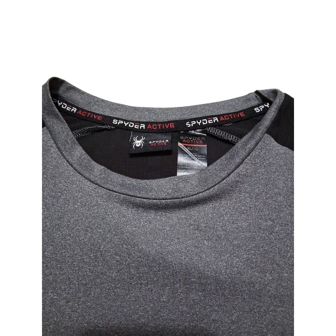 Spyder Men's Active Short Sleeve T-Shirt Size XL Gray Moisture-Wicking Workwear - Thumbnail 2