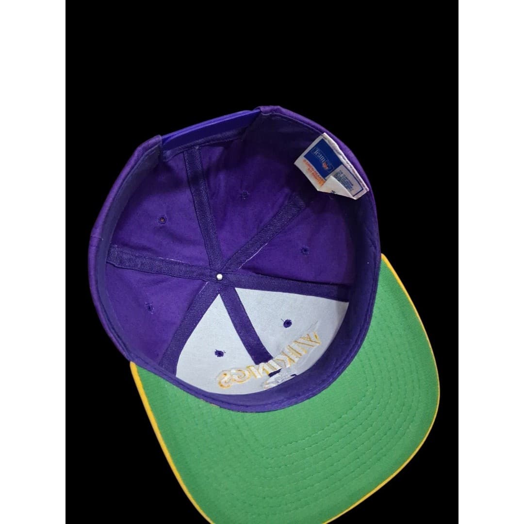 Vintage Minnesota Vikings 90s Snapback Hat Logo Athletic Purple Gold NFL - Thumbnail 3