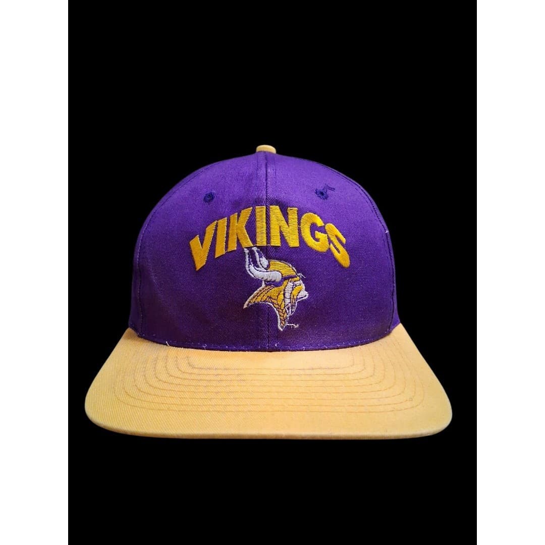 Vintage Minnesota Vikings 90s Snapback Hat Logo Athletic Purple Gold NFL - Thumbnail 2