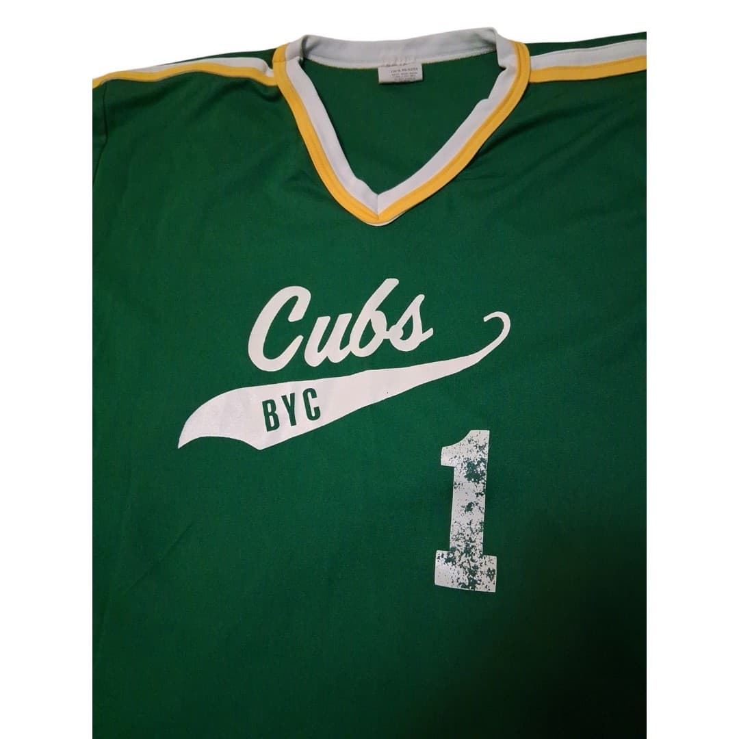 Vintage 80s Baseball Jersey Size Large Green With Yellow And White Accents - Thumbnail 2