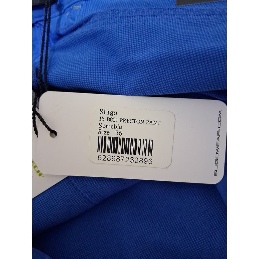 Sligo Preston Golf Pants Mens 36x32 Sonic Blue Stretch Performance NWT - Thumbnail 4