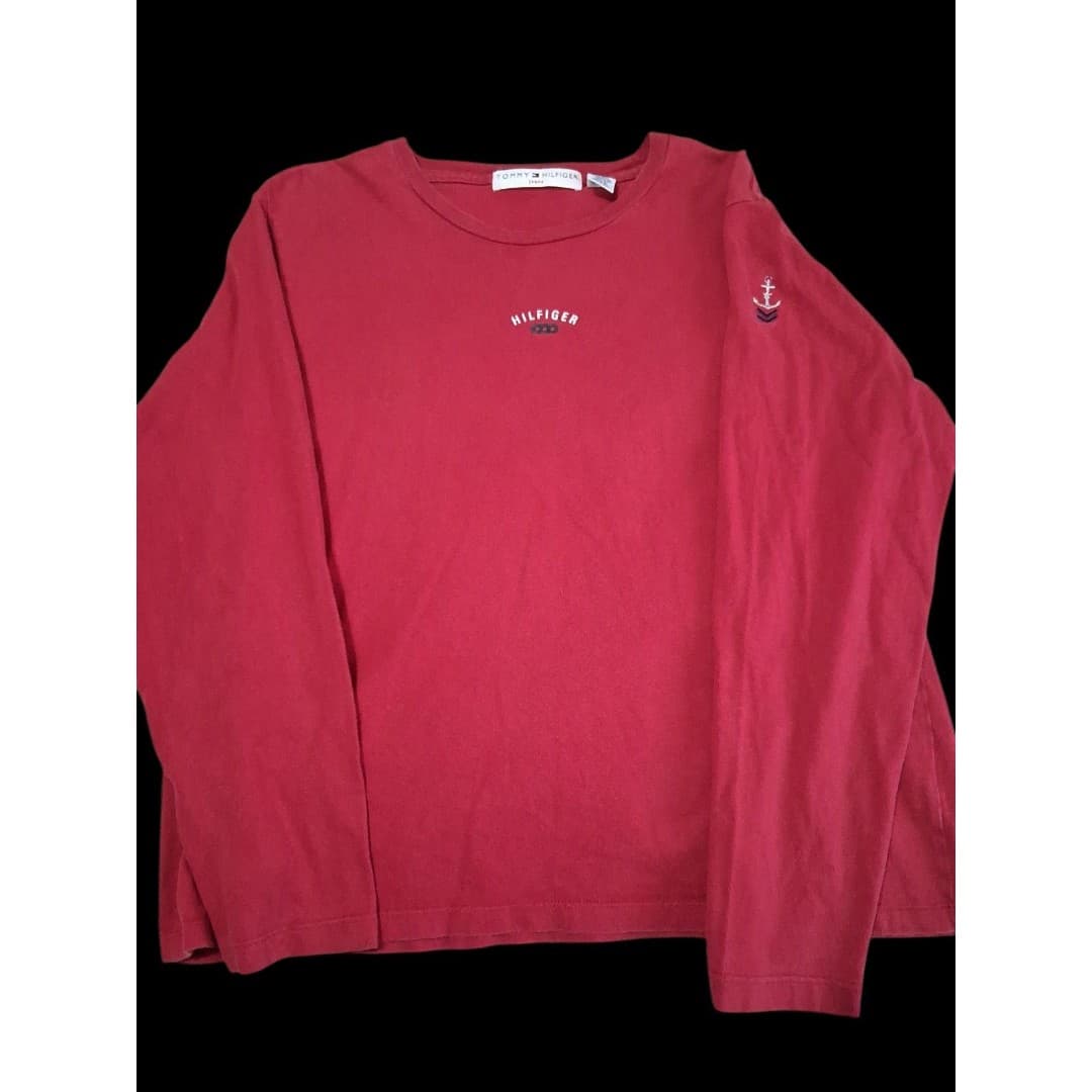 Tommy Hilfiger Women's Y2k Longsleeve Shirt Size XL Red - Image 1
