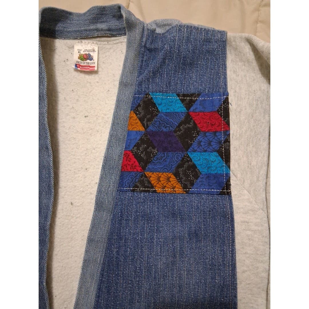 Vintage Homemade Aztec Southwestern Mixed Media Women's Jacket Size Large - Thumbnail 4