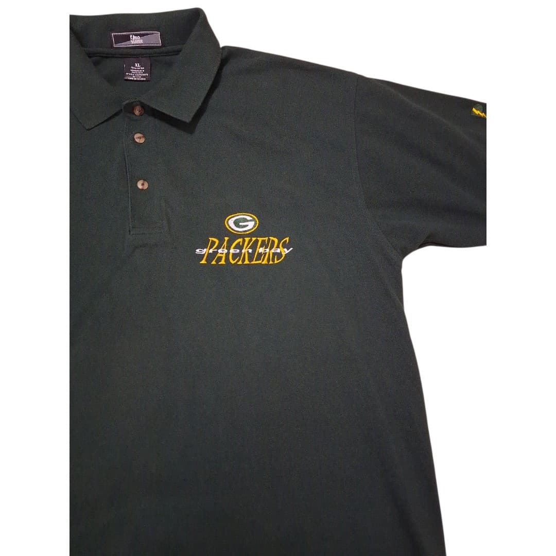 Vintage Green Bay Packers Embroiderd 90's Pro Player Polo Size XL NFL - Thumbnail 2