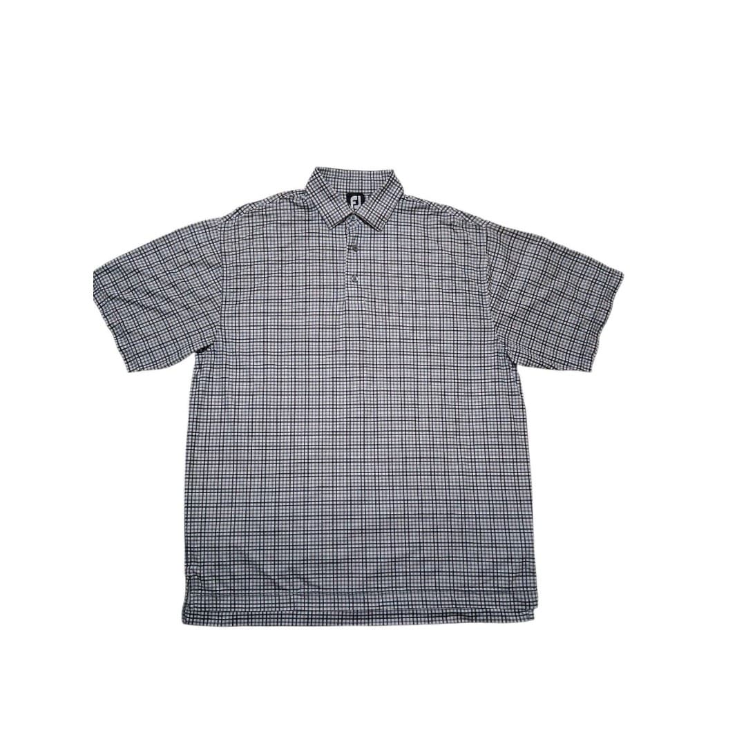 FootJoy FJ (Titleist) Men's Golf Polo Gray and Black Micro-Plaid Pattern Size L - Thumbnail 2