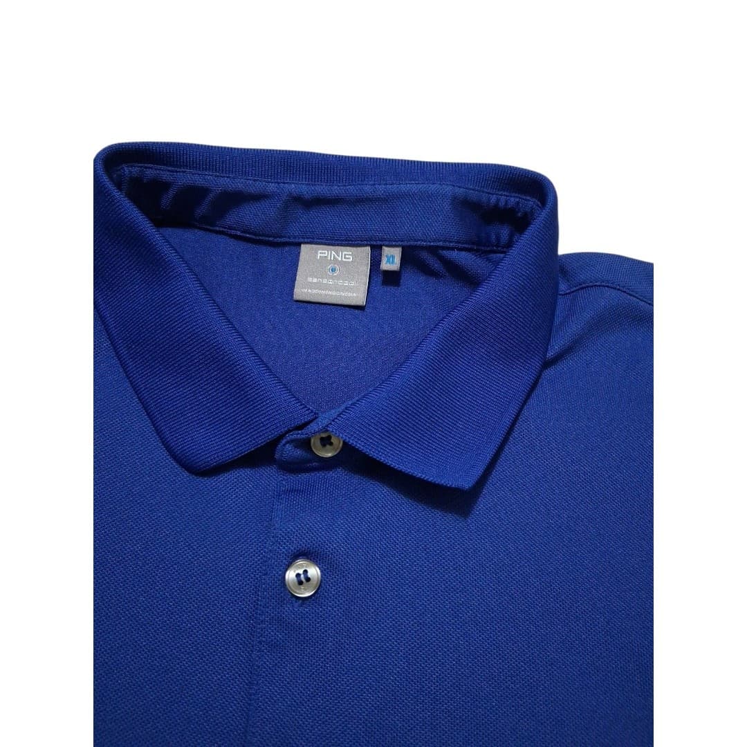 PING Sensor Cool Polo Shirt Men's Ex-Large XL Golf Blue Polyester Stretch Logo - Thumbnail 3