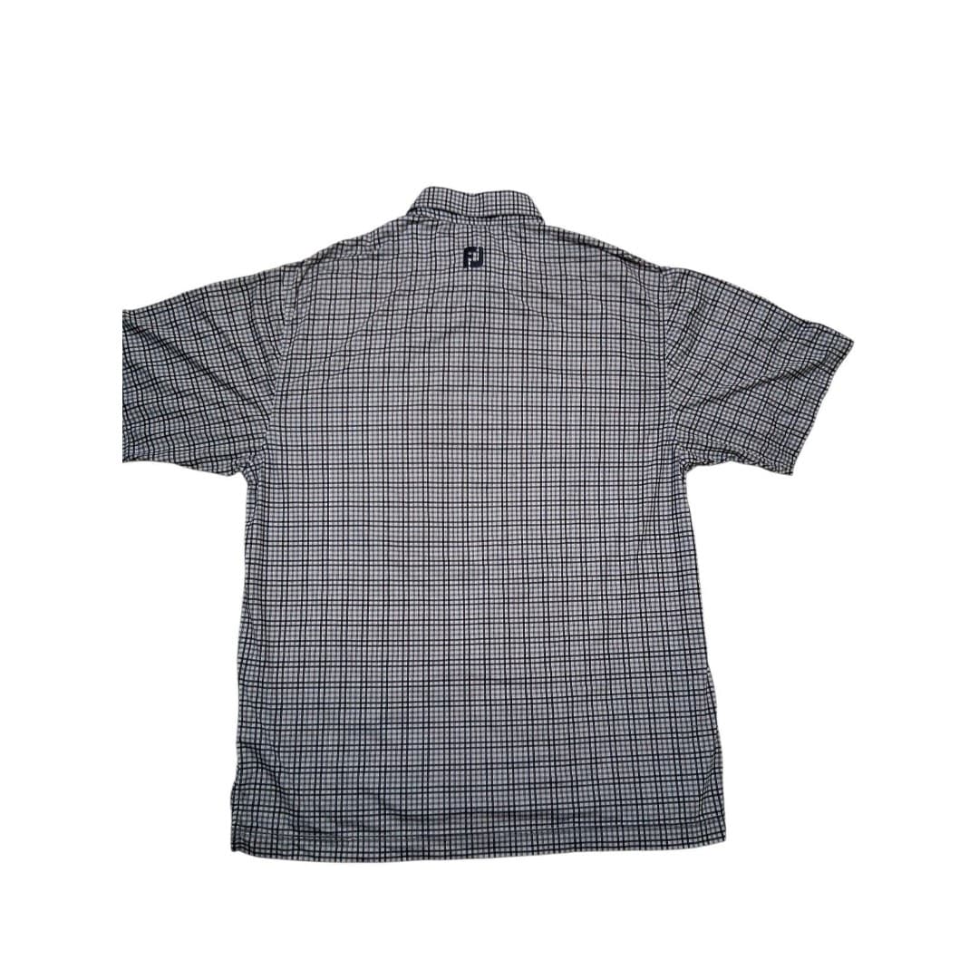 FootJoy FJ (Titleist) Men's Golf Polo Gray and Black Micro-Plaid Pattern Size L - Thumbnail 4
