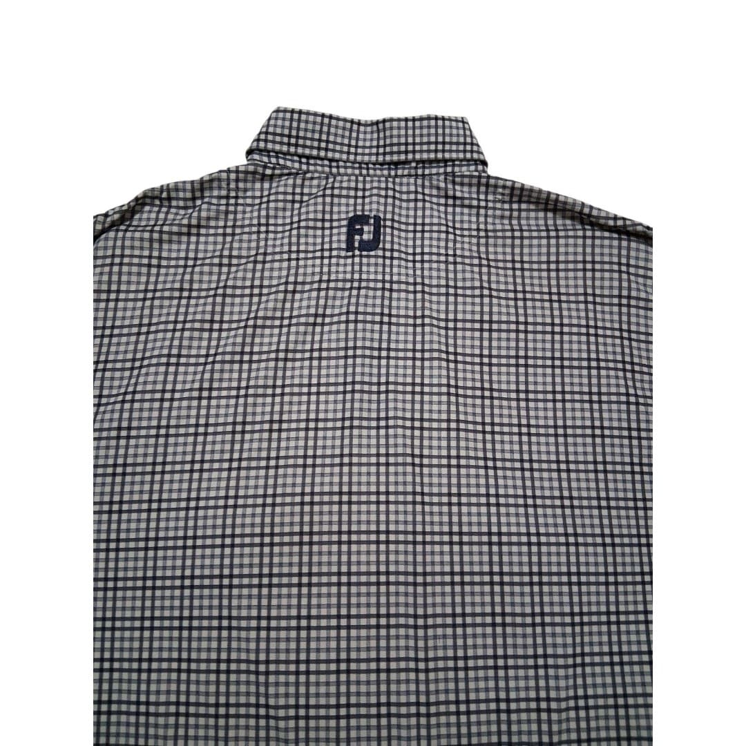 FootJoy FJ (Titleist) Men's Golf Polo Gray and Black Micro-Plaid Pattern Size L - Thumbnail 3