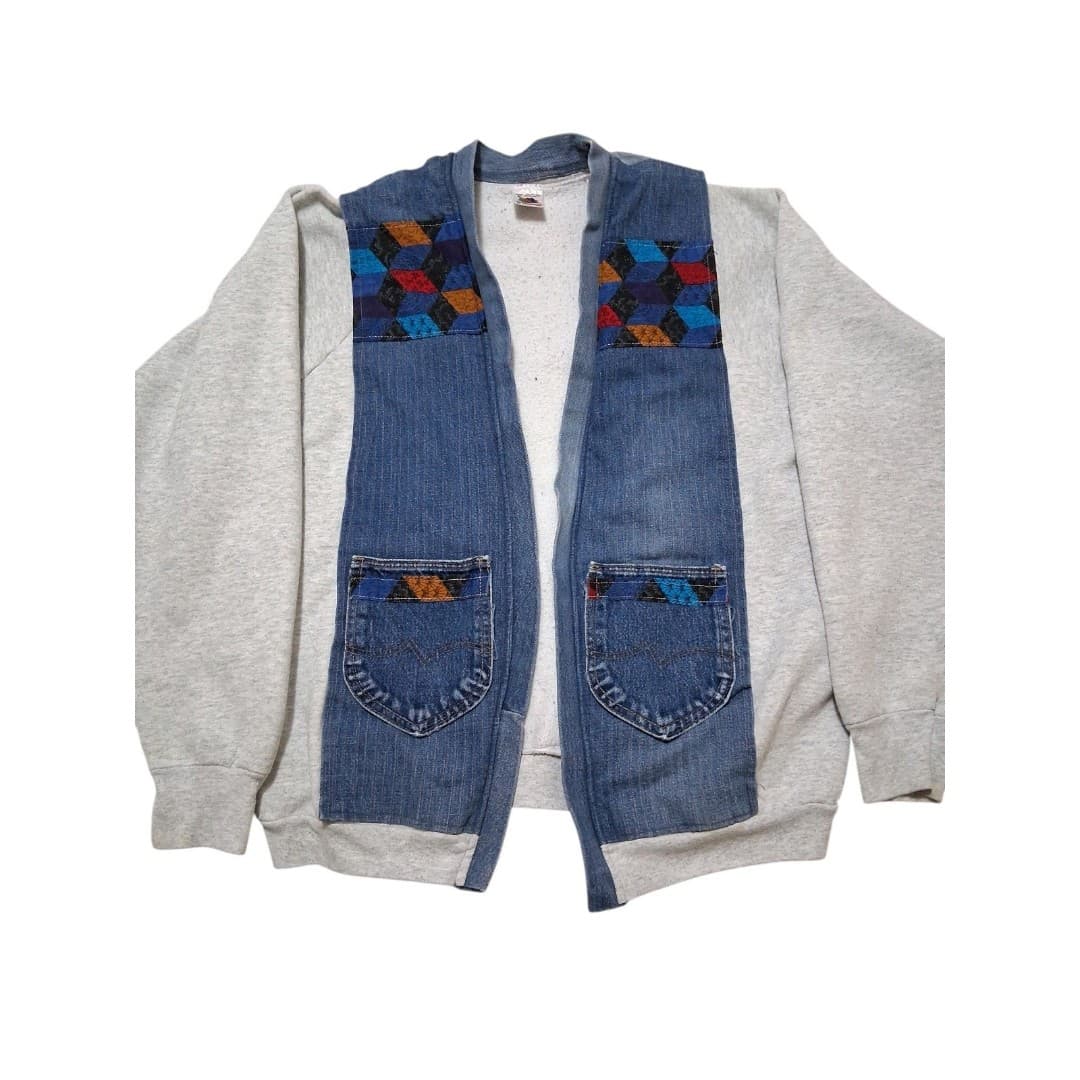 Vintage Homemade Aztec Southwestern Mixed Media Women's Jacket Size Large - Image 1