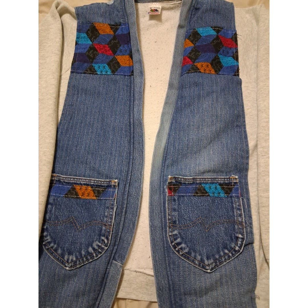 Vintage Homemade Aztec Southwestern Mixed Media Women's Jacket Size Large - Thumbnail 3