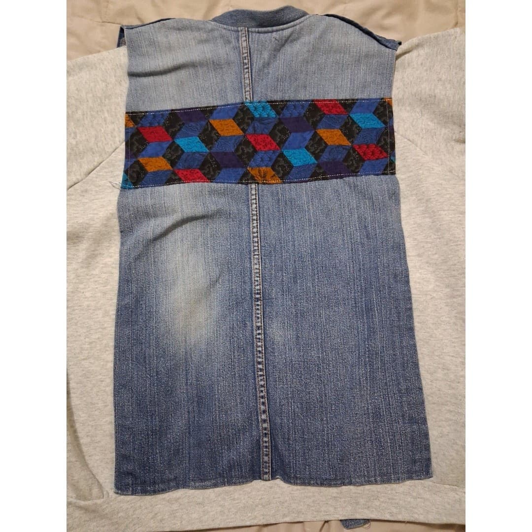 Vintage Homemade Aztec Southwestern Mixed Media Women's Jacket Size Large - Thumbnail 5