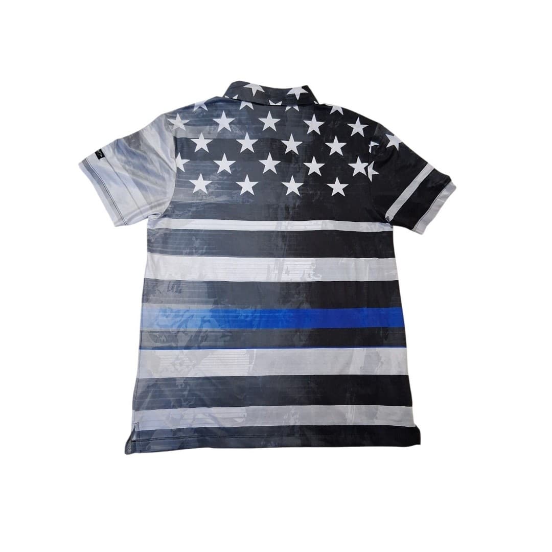 Yatta Golf Men's Thin Blue Line American Stars And Bars Golf Polo Shirt Medium - Thumbnail 2