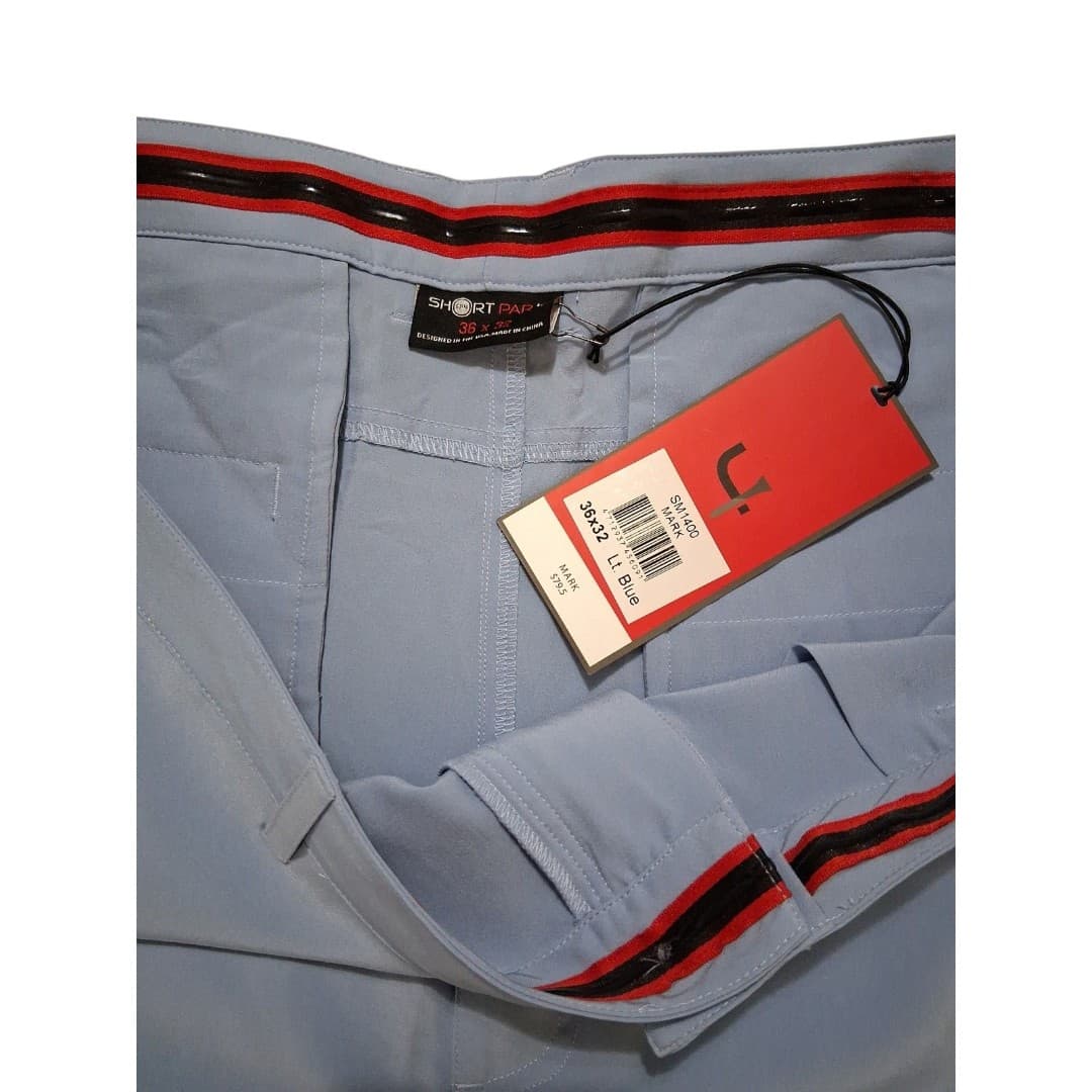 Short Par 4 Golf Pants Mens 36x32 Light Blue Performance Stretch NWT Flat Front - Thumbnail 2