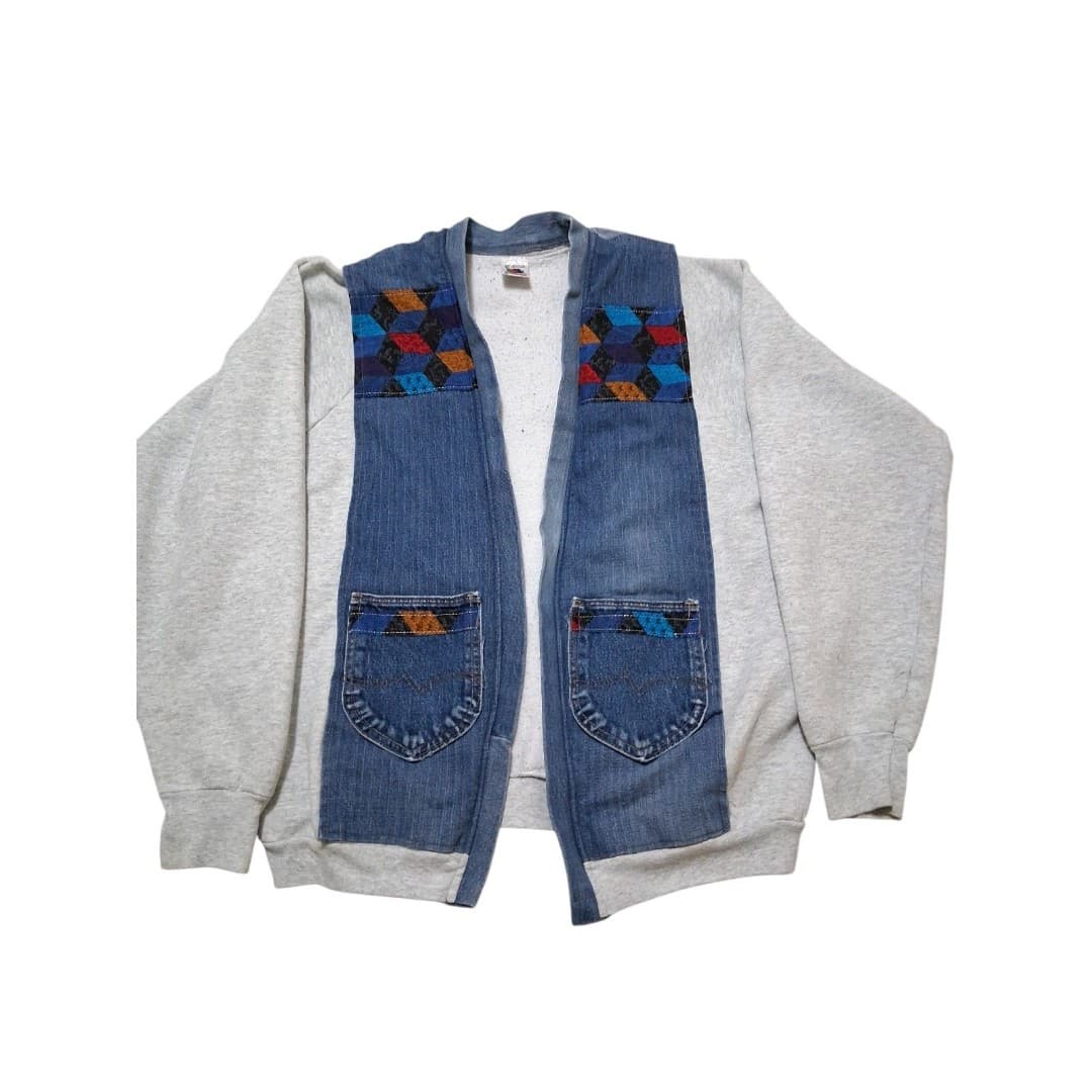 Vintage Homemade Aztec Southwestern Mixed Media Women's Jacket Size Large - Thumbnail 2