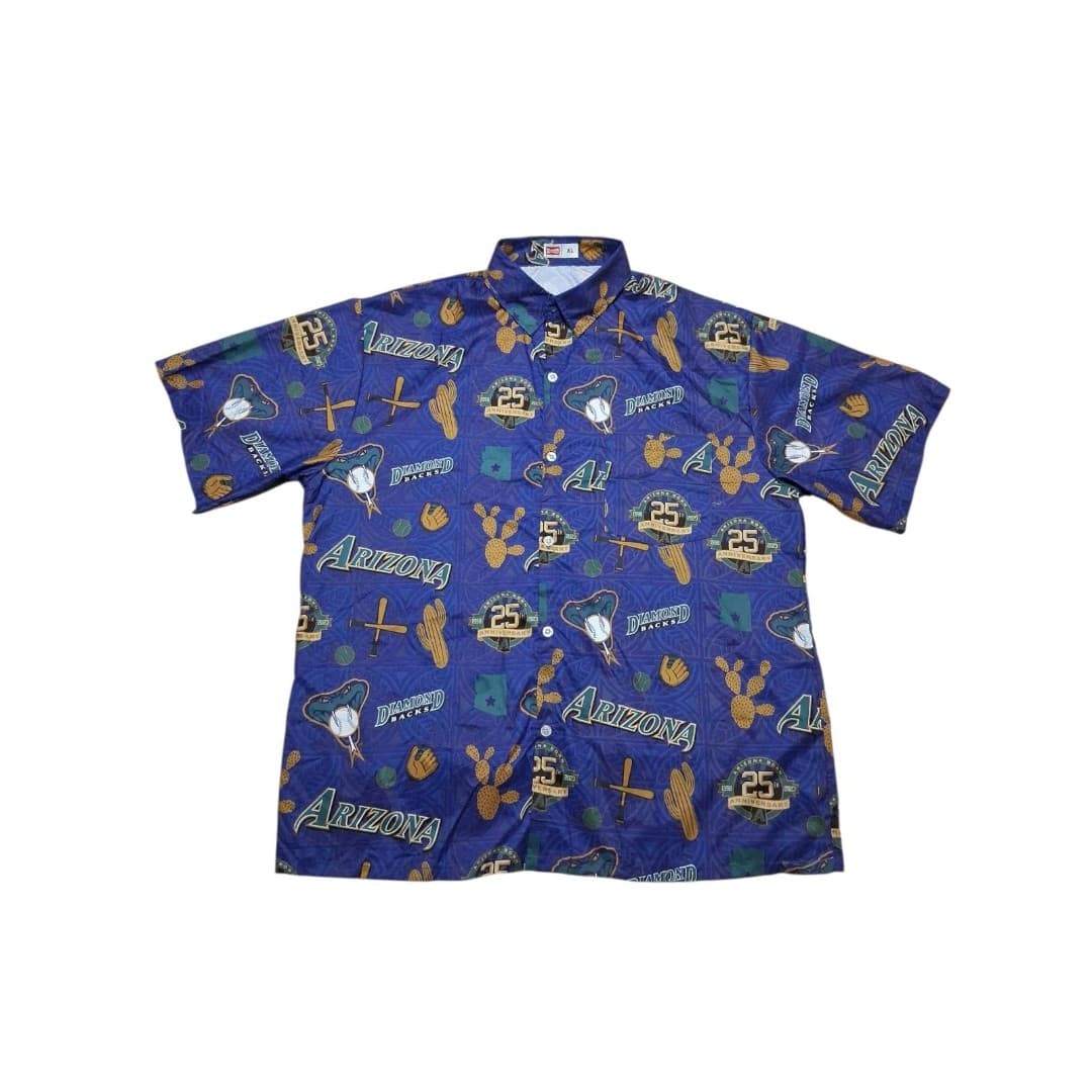 Arizona Diamonbacks Shirt Adult XL Purple Hawaiian Budweiser 25th Anniversary - Thumbnail 2