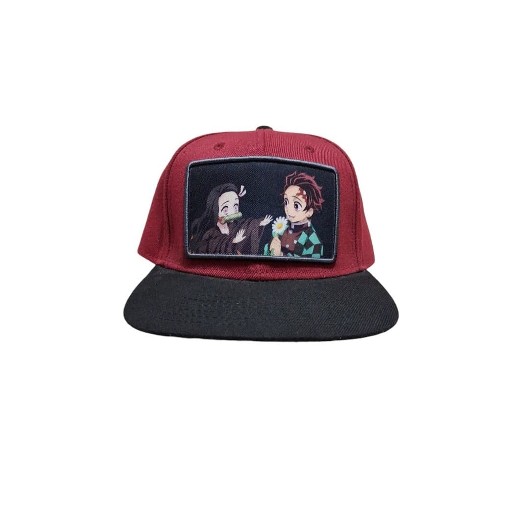 Demon Slayer Anime Snapback Hat Tanjiro and Nezuko Red - Image 1
