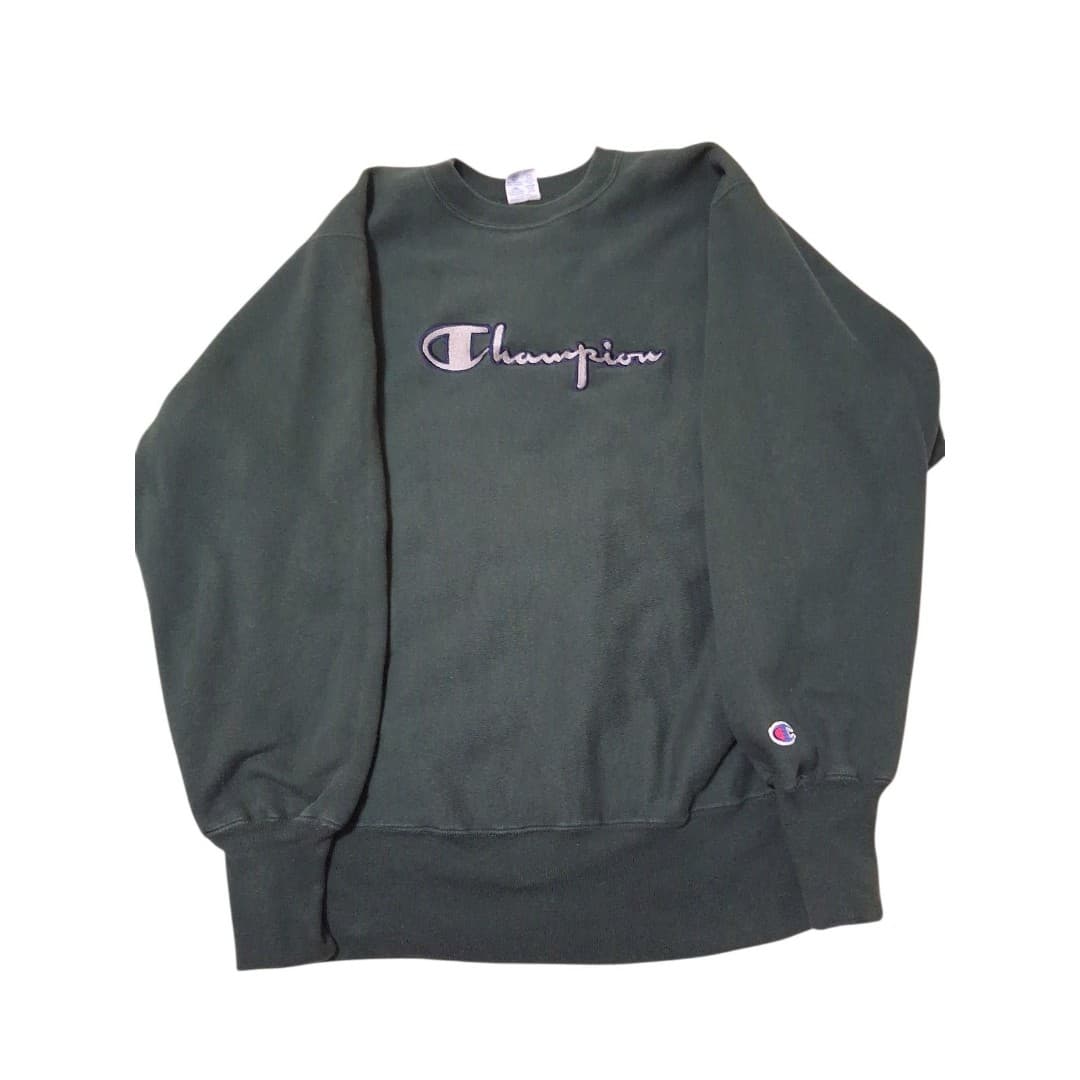 Champion 80's/early 90's Vintage Reverse Weave Sweatshirt Men, Size Large, Green - Image 1