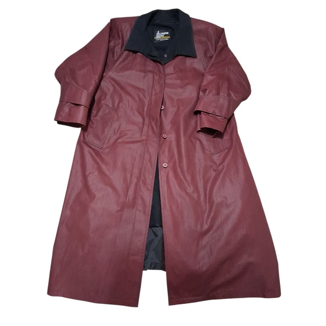 Vintage London Fog 1980s Trench Coat/Rain Coat Merlot Womens LG Removable Liner - Image 1