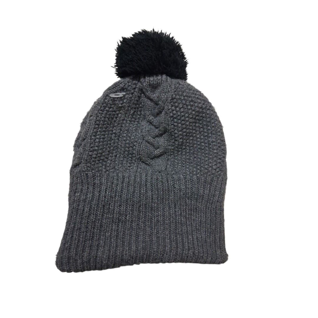 The North Face Cable-Knit Pom Beanie Gray Stocking Cap Hat Winter Warm - Thumbnail 2