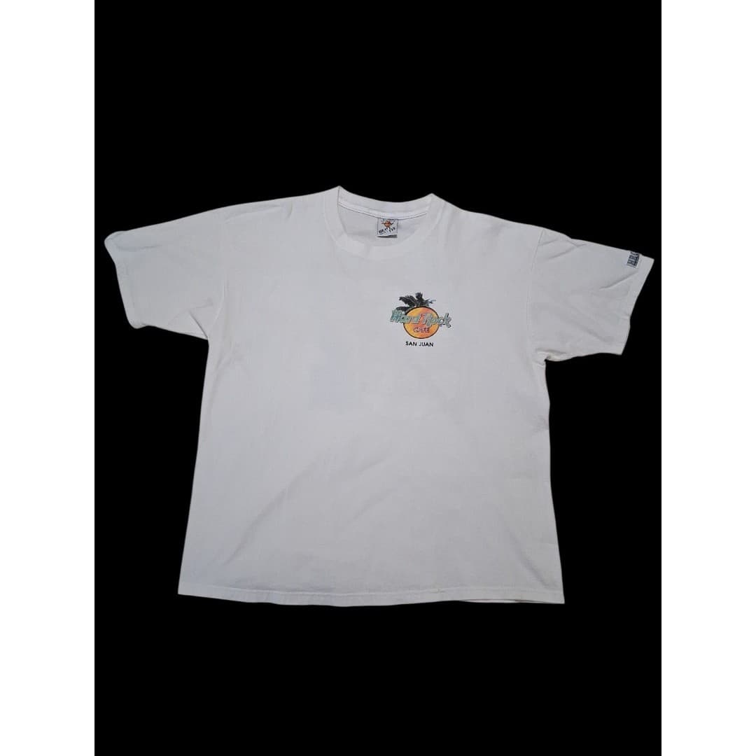 Vintage Hard Rock Cafe San Juan 90's T-shirt Size XL White Graphic Shirt - Thumbnail 4