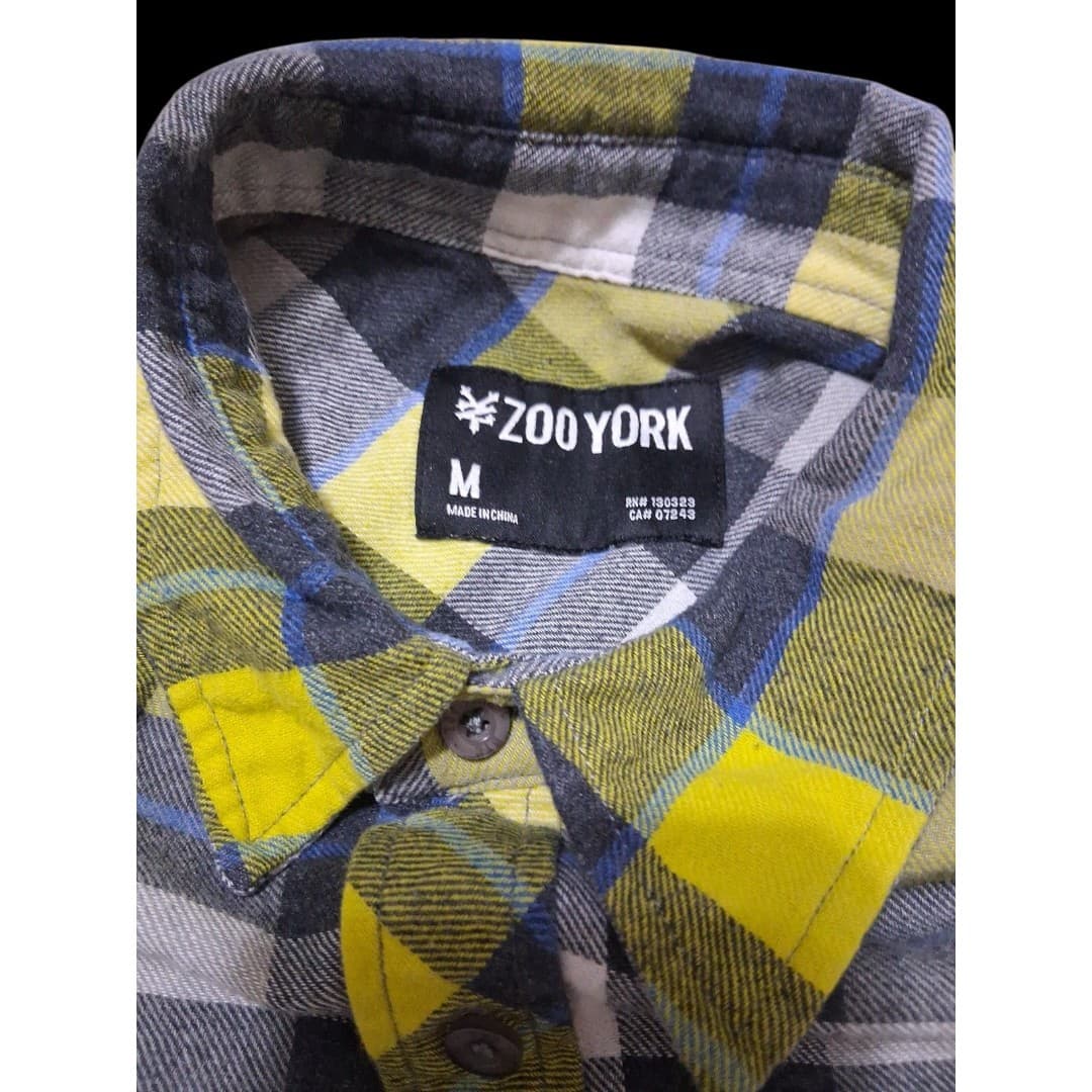 Zoo York Mens Plaid Button-up Long Sleeve Flannel Shirt Size Medium Streetwear - Thumbnail 3