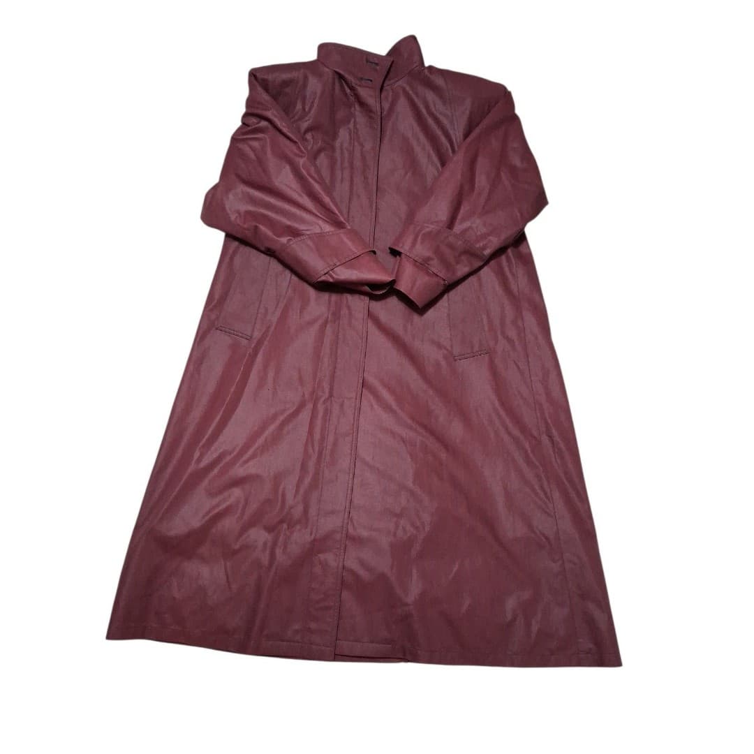 Vintage London Fog 1980s Trench Coat/Rain Coat Merlot Womens LG Removable Liner - Thumbnail 8