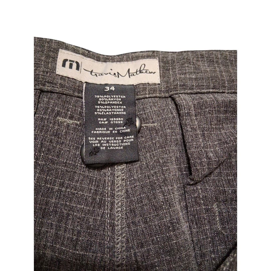 Travis Mathew Performance Chino Golf Pants Mens 34x33 Heathered Gray Plaid Golf - Thumbnail 4