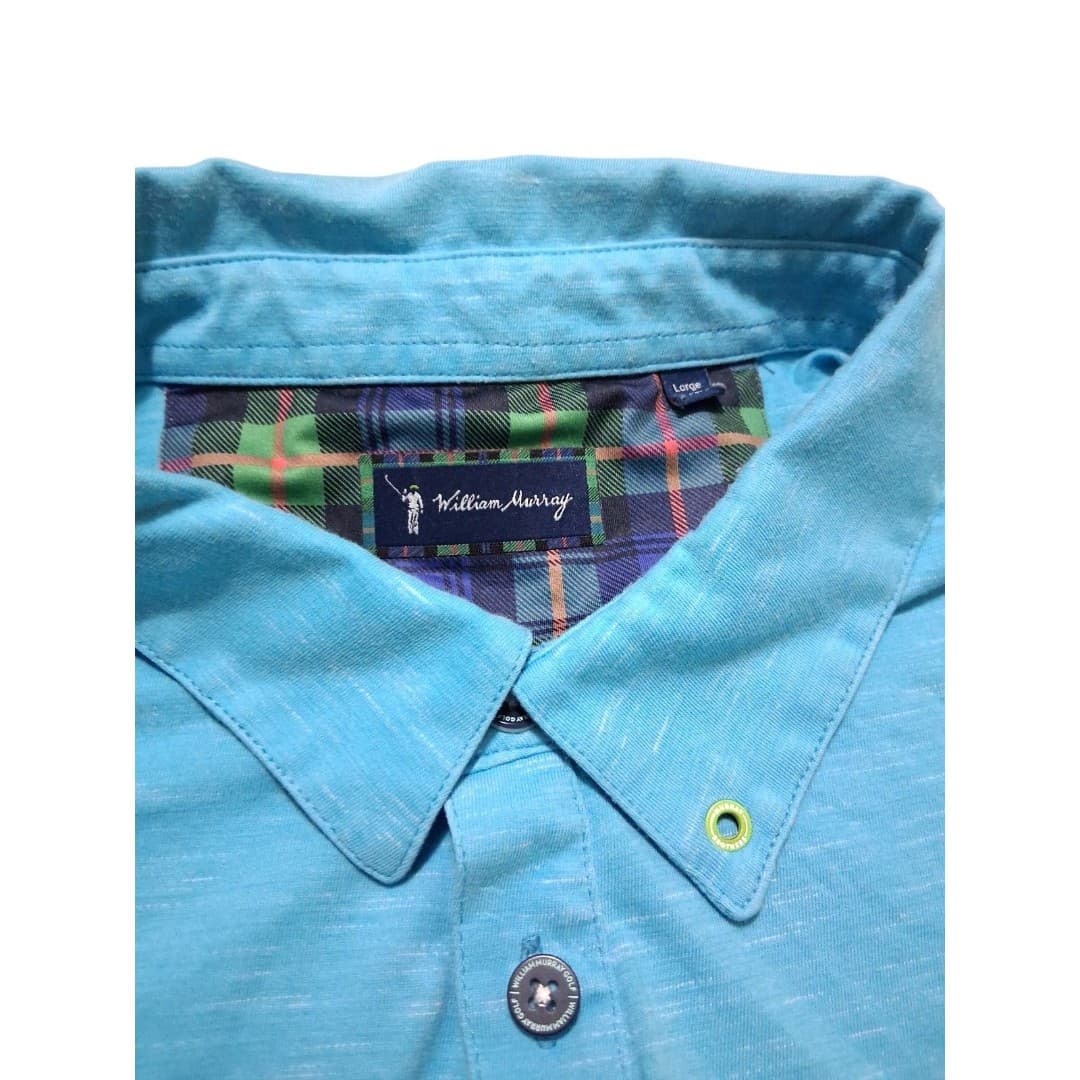 William Murray Men's Golf Polo Shirt Large Aqua Blue Size Large Performance Golf - Thumbnail 3