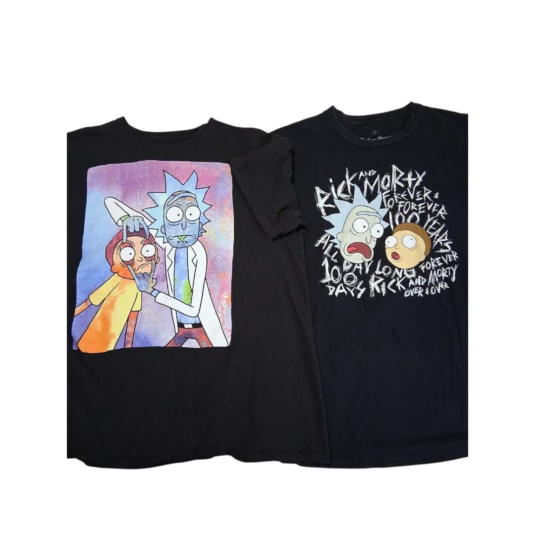 2 Rick And Morty T-Shirts Size Large Black - Image 1