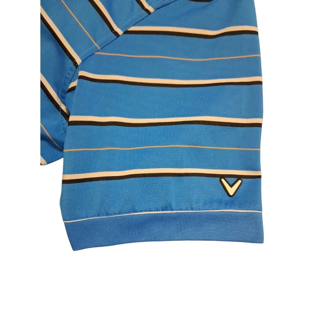 Callaway Men's Opti-Dri Golf Polo Shirt Size Large Amparo Blue Striped Stretch - Thumbnail 5