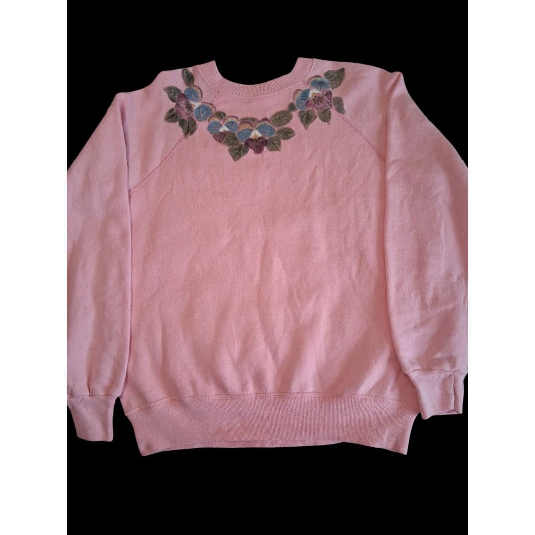 Vintage 90s Women's Floral Print Pullover Sweater/Sweatshirt Size Large - Image 1