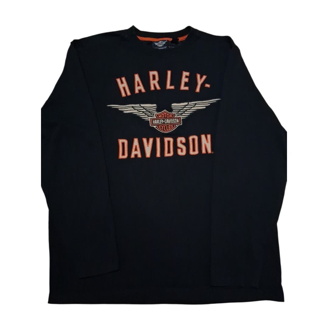 Harley-Davidson Embroidered Logo Men's Long Sleeve Shirt Size Large - Image 1
