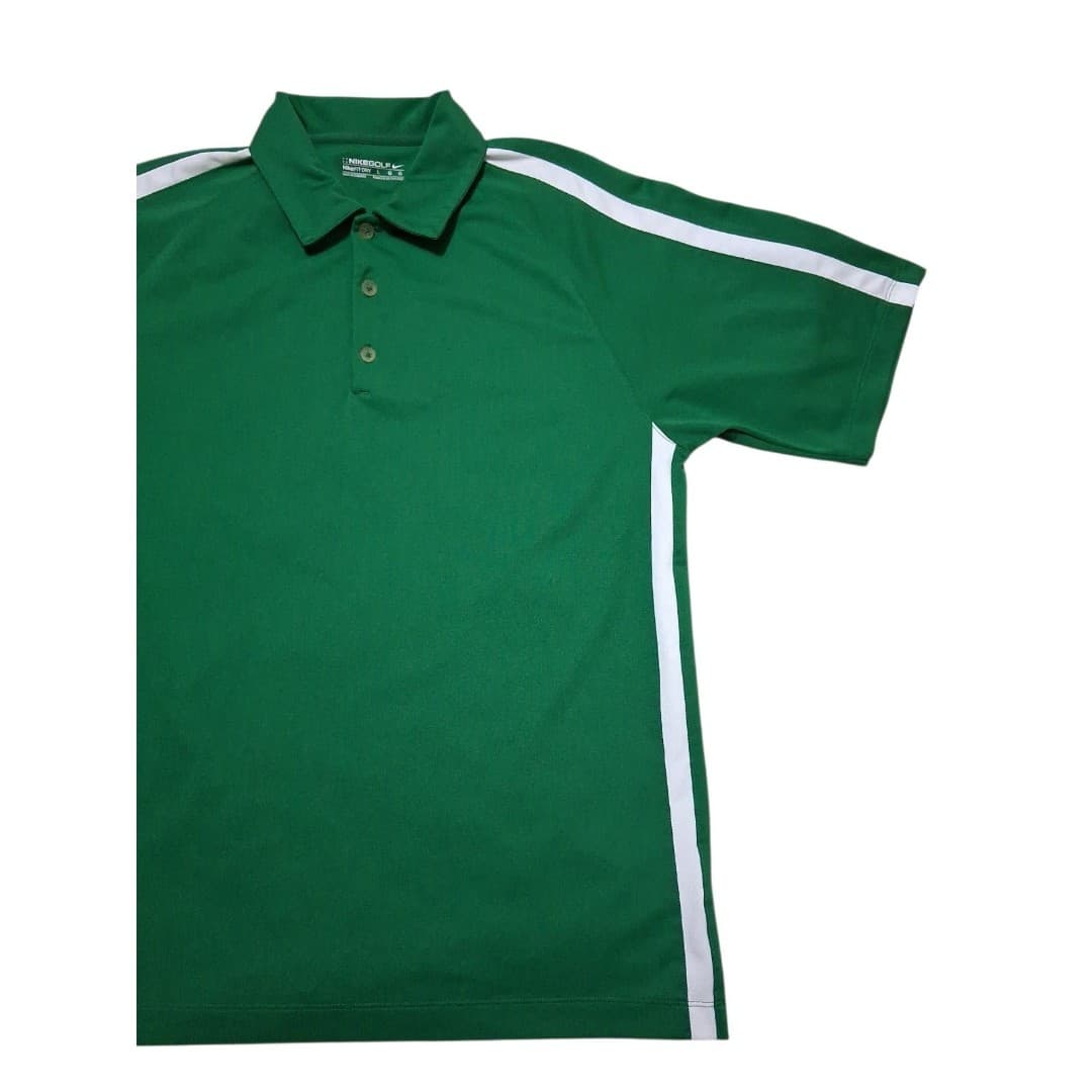 Nike Golf Polo Retro Look Kelly Green W White Trim Mens Size Large - Image 1