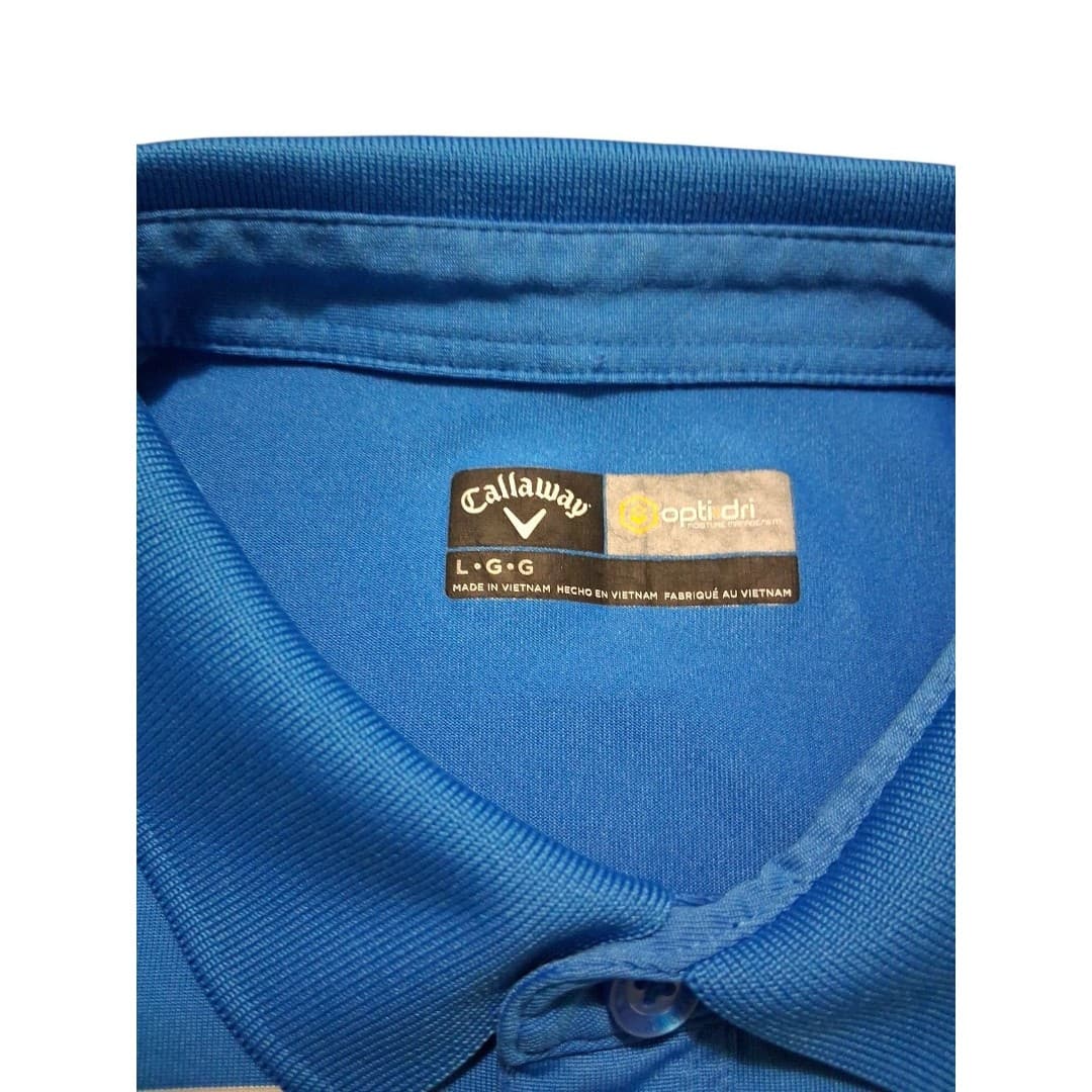 Callaway Men's Opti-Dri Golf Polo Shirt Size Large Amparo Blue Striped Stretch - Thumbnail 4