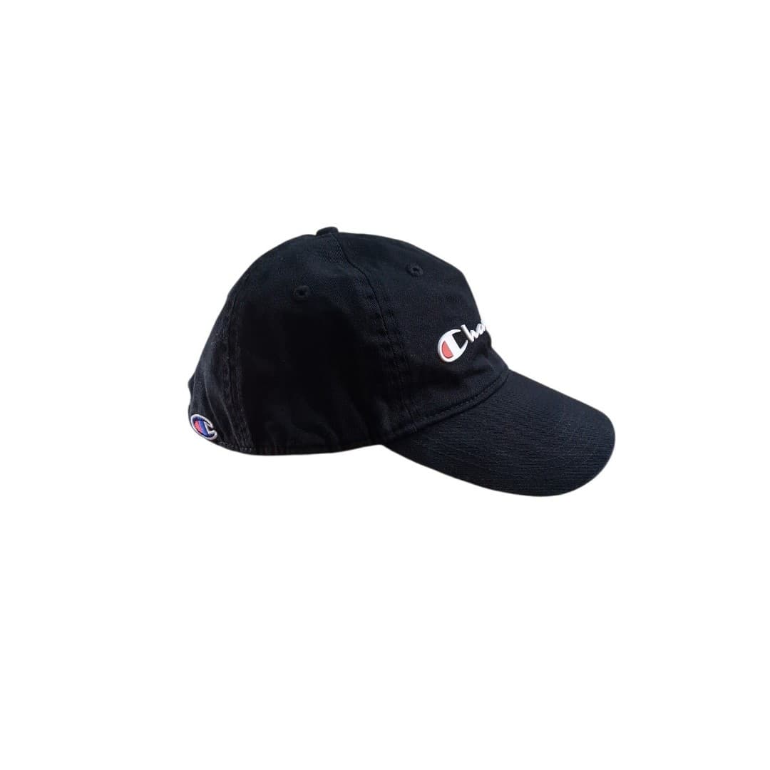 Champion Strapback Hat Bundle (2) Black Script White Dad Caps Adjustable Logo - Thumbnail 4