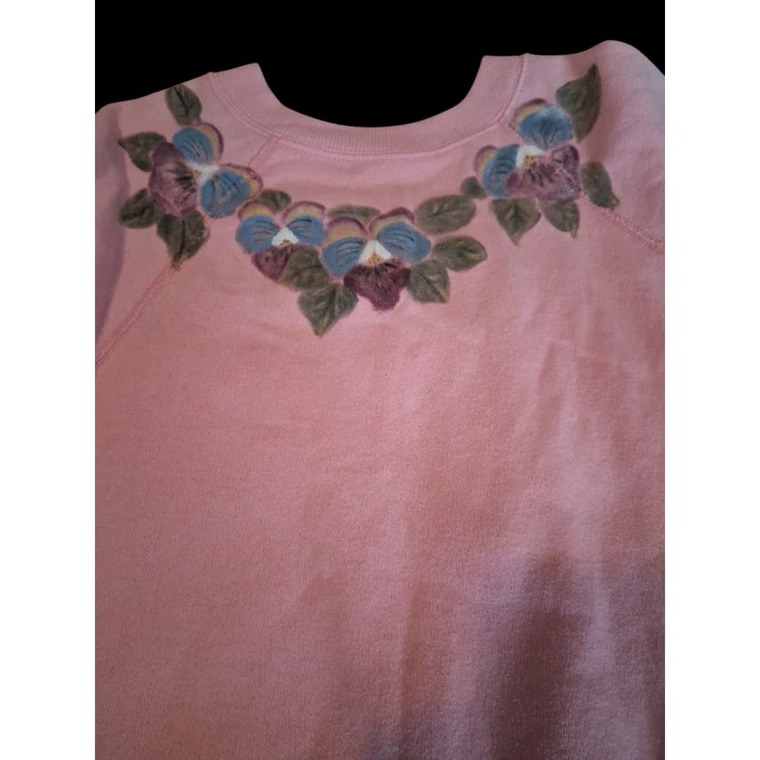 Vintage 90s Women's Floral Print Pullover Sweater/Sweatshirt Size Large - Thumbnail 2