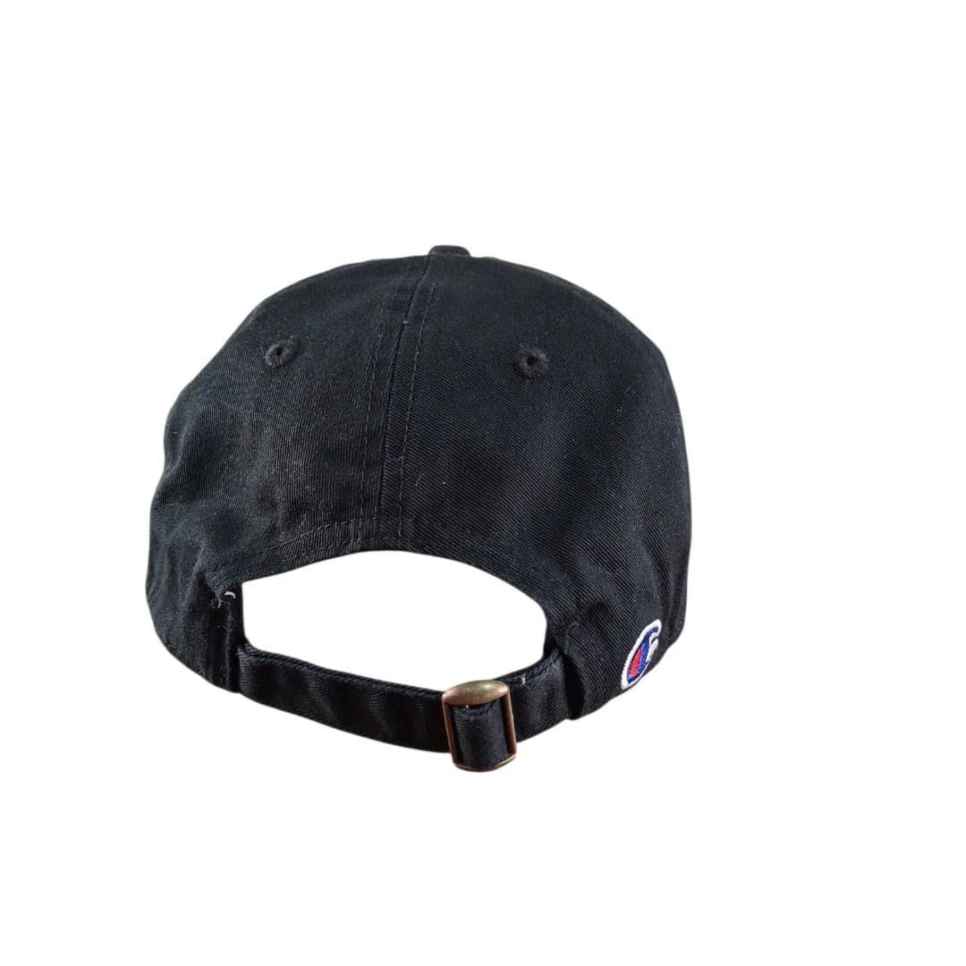 Champion Strapback Hat Bundle (2) Black Script White Dad Caps Adjustable Logo - Thumbnail 3