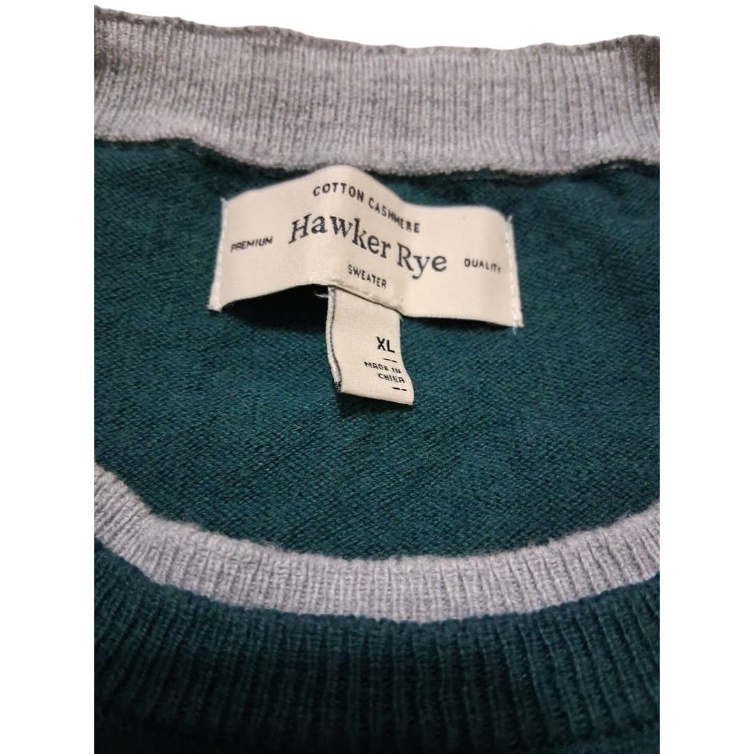 Hawker Rye Cotton Cashmere Mens Longsleeve Shirt Size XL Green With Gray - Thumbnail 2