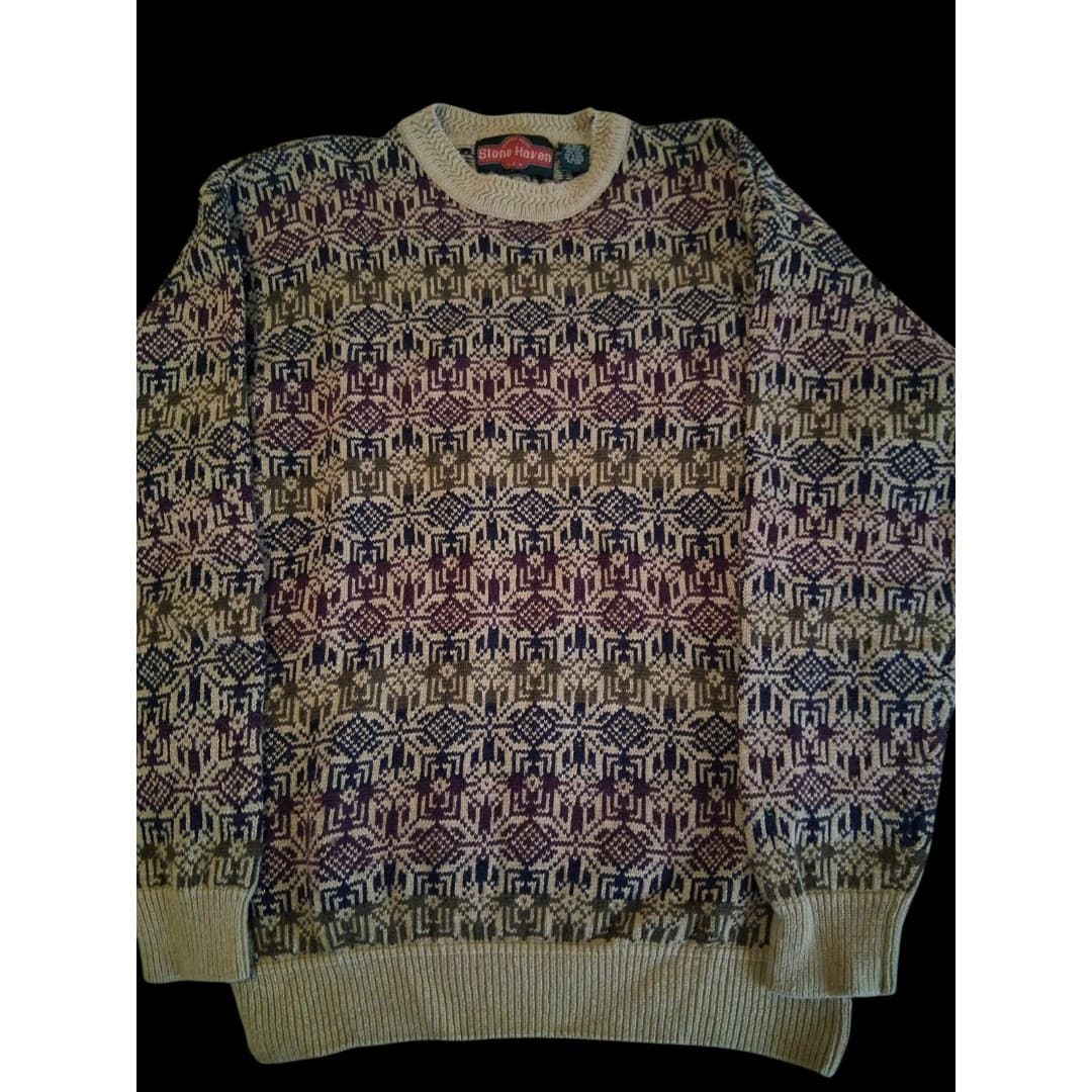 Vintage 80s/Early 90s Stone Haven Men's Knit Sweater Grandpacore Size XL - Thumbnail 2