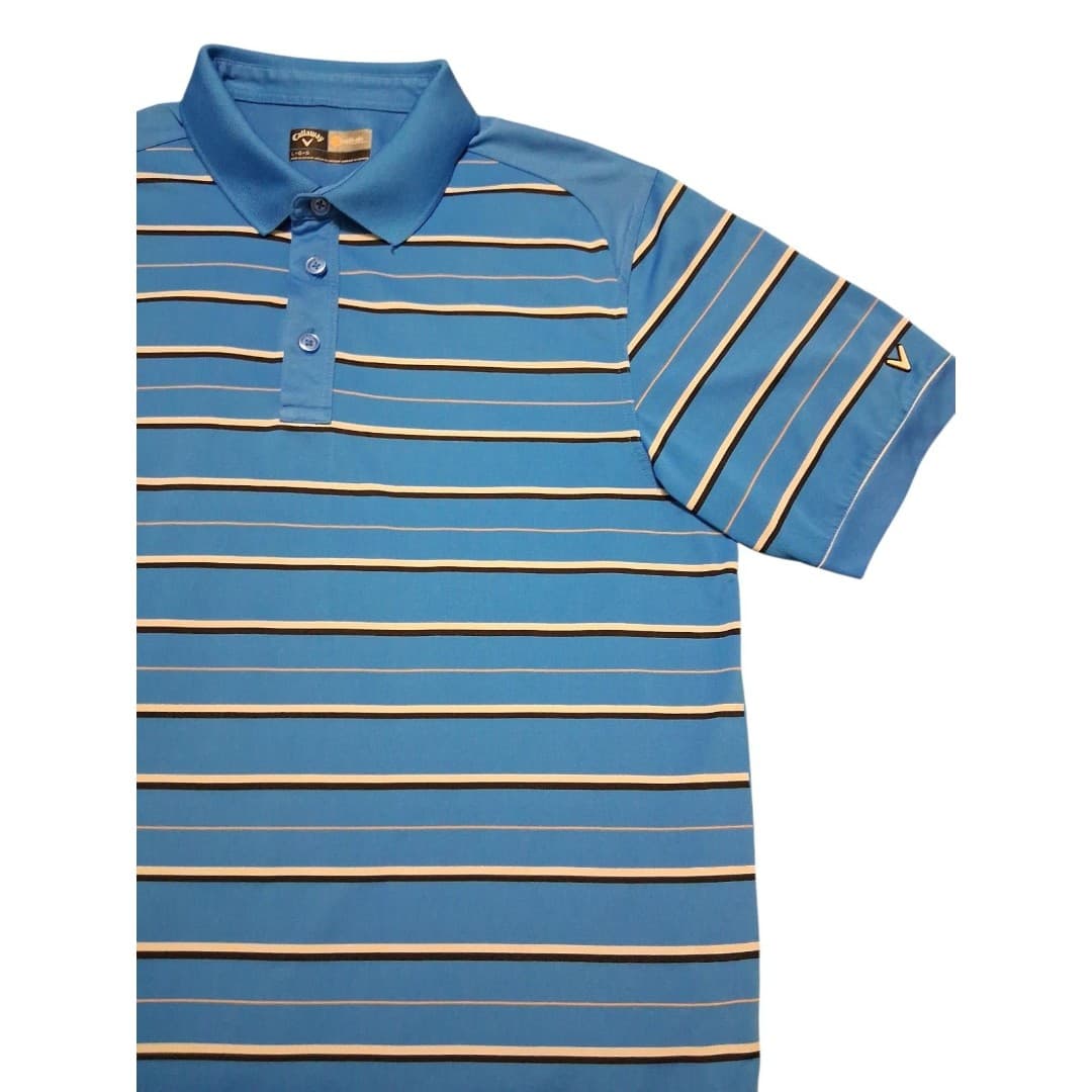 Callaway Men's Opti-Dri Golf Polo Shirt Size Large Amparo Blue Striped Stretch - Image 1