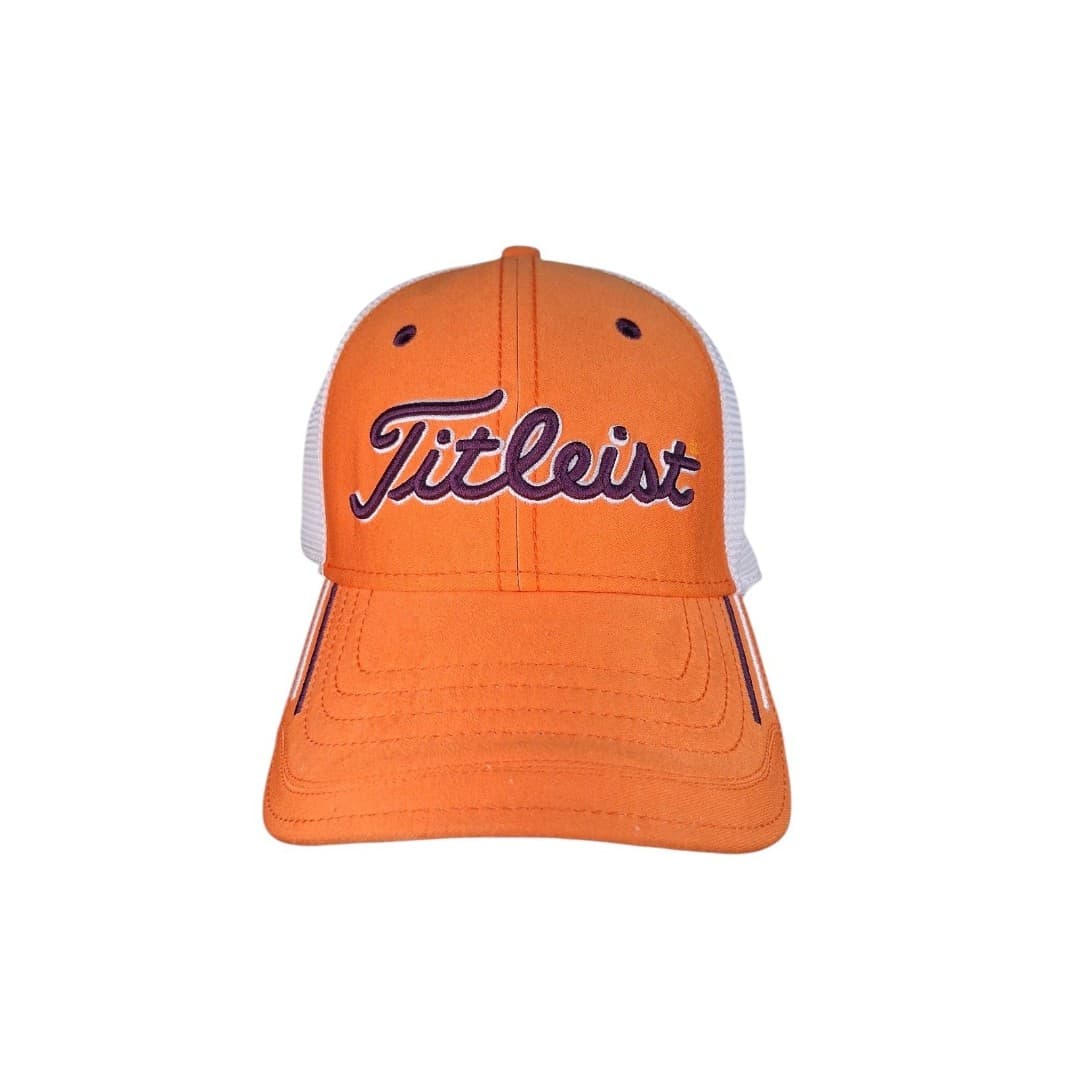Titleist Orange Purple Golf Hat Mesh Snapback Adjustable Script Cap - Image 1