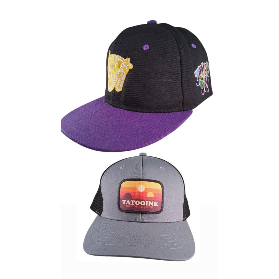 Lot (2) Star Wars Graphic Snapback Hats Star Wars Anakin/Tatooine Trucker Caps - Image 1